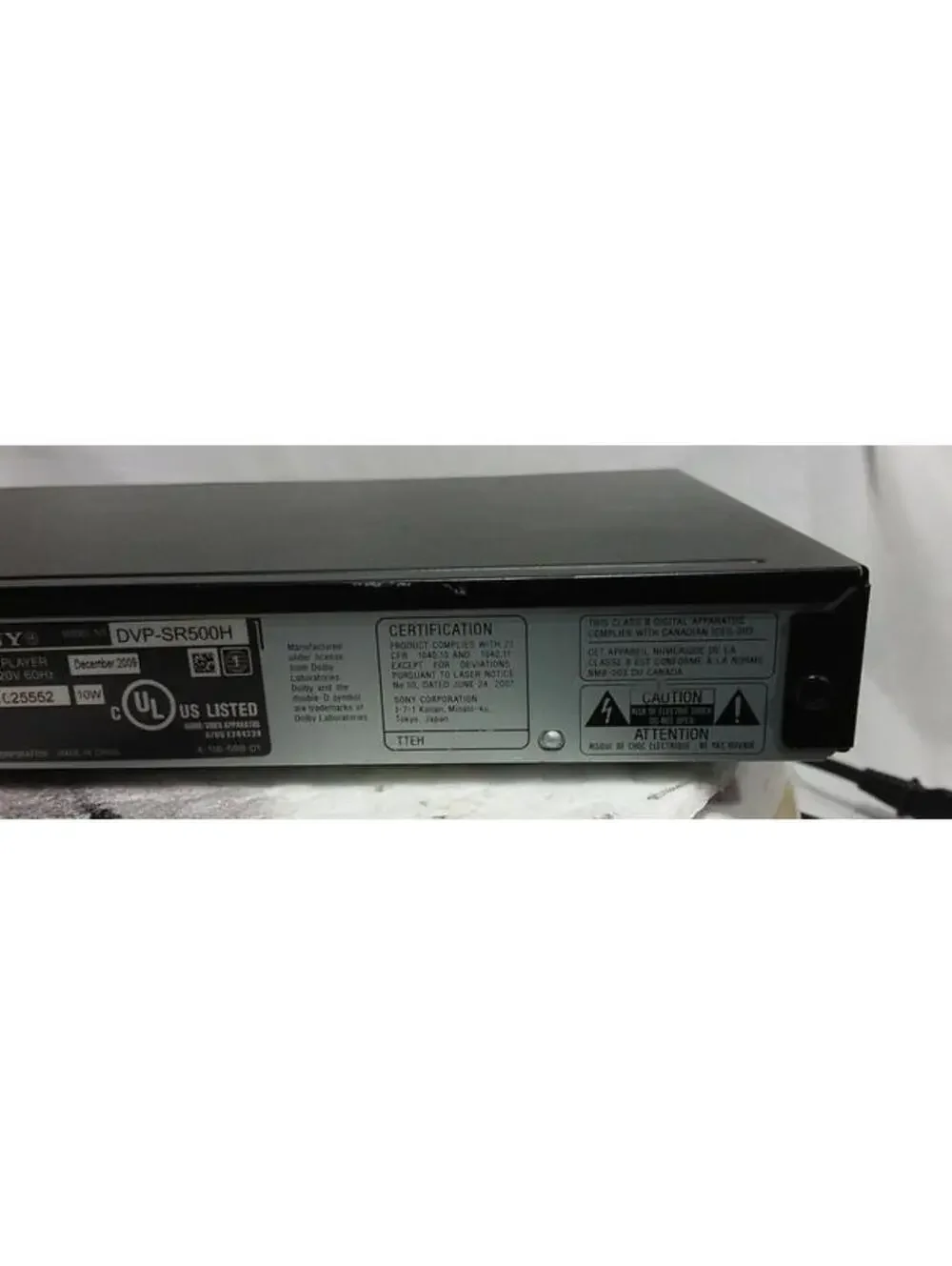 Sony DVP-SR500H DVD Player HDMI 1080p CD/DVD Playback Tested Working Black